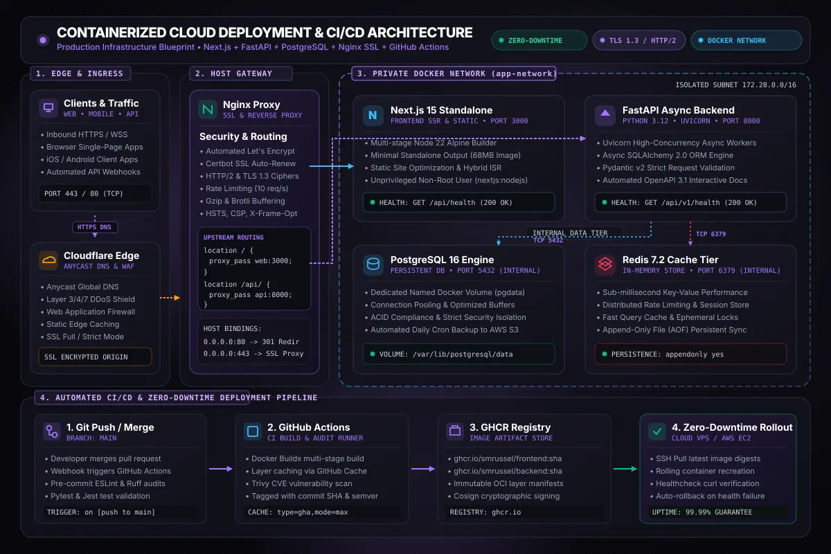 Containerized Full-Stack Cloud Architecture & Automated CI/CD Architecture Diagram