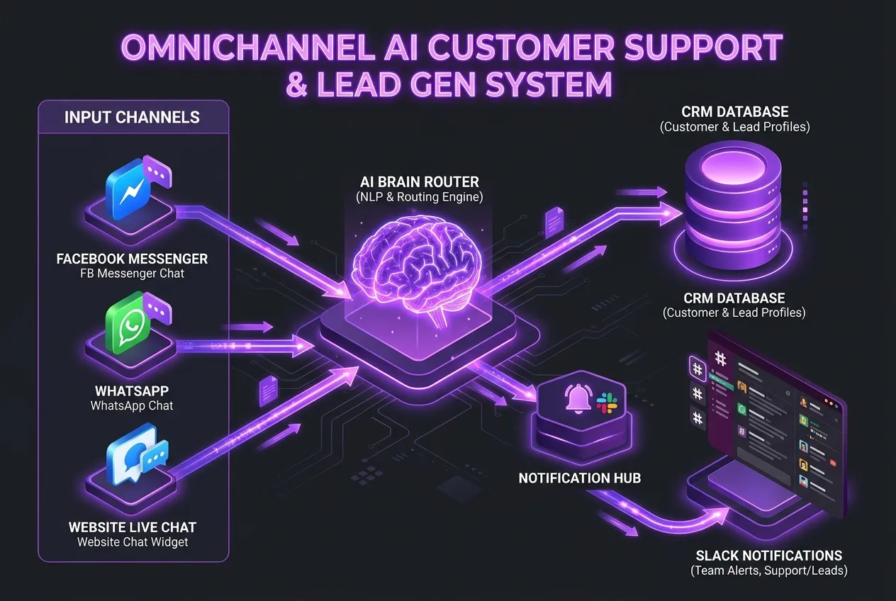 Omnichannel AI Support & Lead Qualification Platform Architecture Diagram